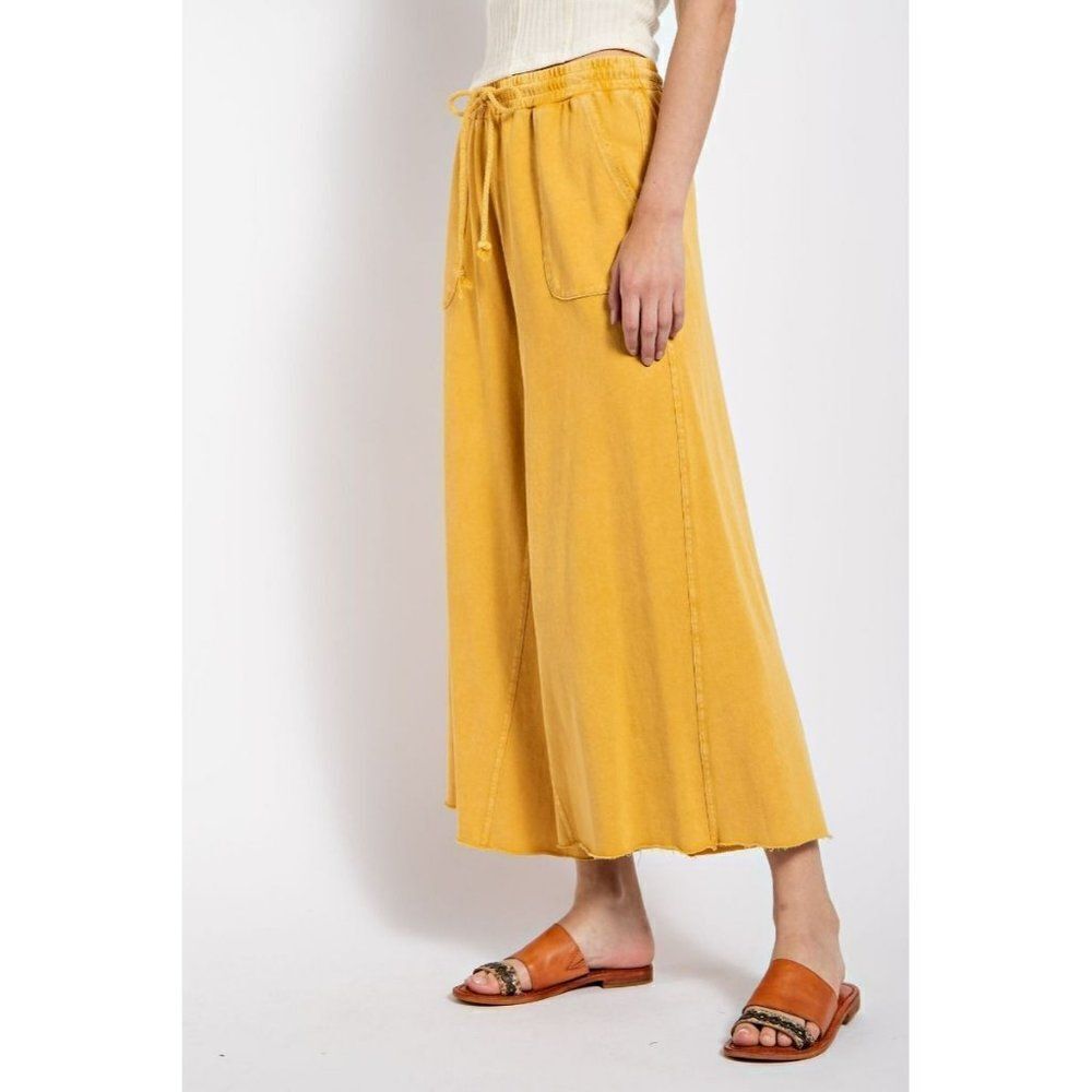 Stay Comfy Wide Leg Comfy Pants in Mustard EB40128 - Picture 3 of 5
